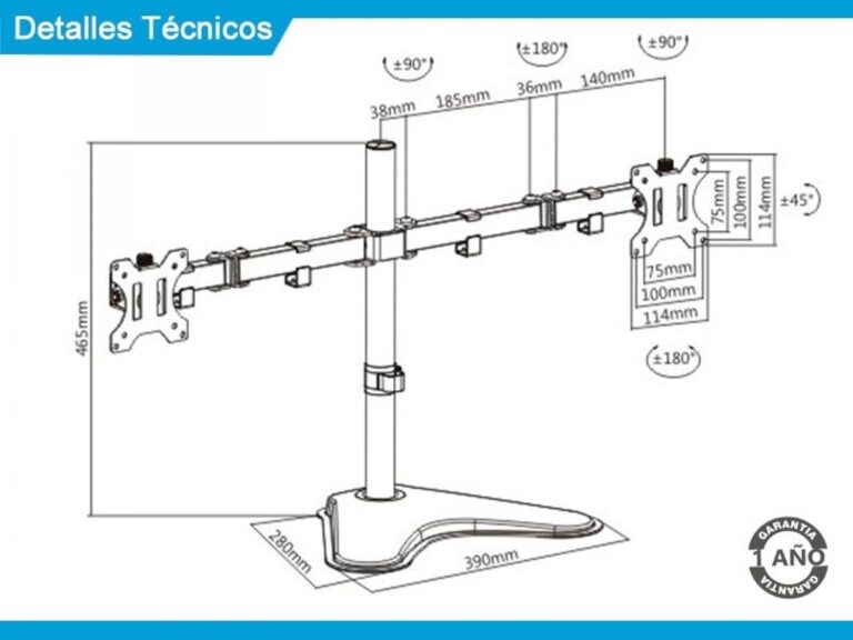 Soporte Intelaid De Escritorio Doble Monitor Con Base 13/32 Max 8Kg It-Db88Vd - Imagen 3