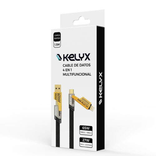 Cable Kelyx USB 4 en 1 - Type C / USB 3.0 / Lightning 1.5mts