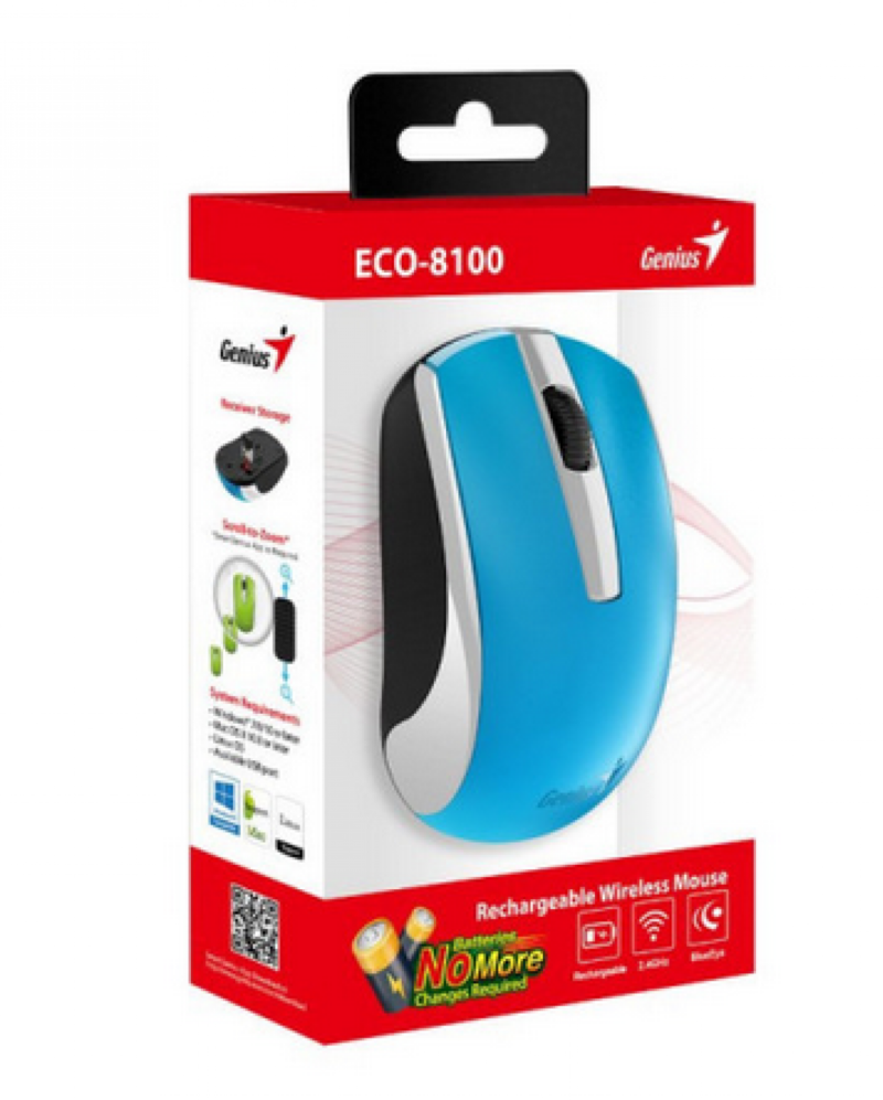 Mouse Genius Wireless Recargable Eco-8100 Blue - Imagen 2
