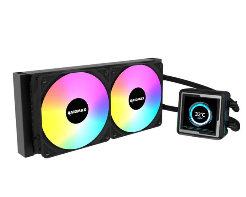 Water Cooler Cpu Raidmax Lm240 Rgb Lcd Display Black - Imagen 2