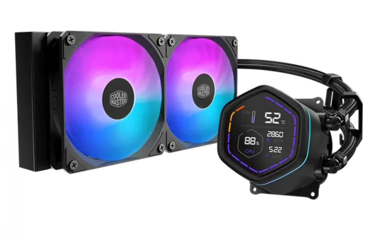 Water Cooler Master Masterliquid Core Nex Digital 240 Black Argb - Imagen 2