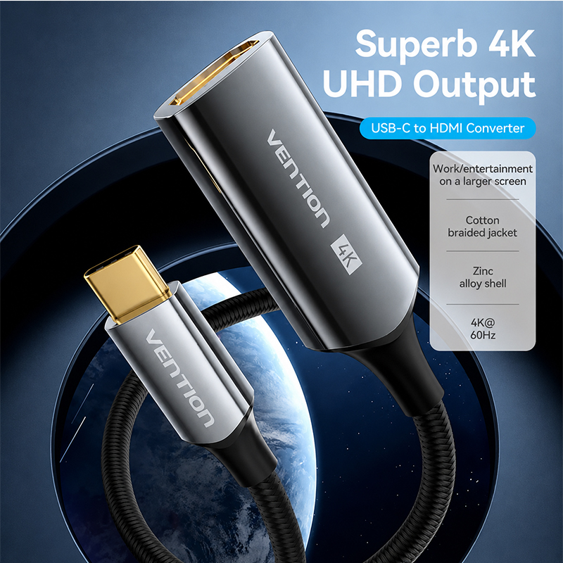 Cable Adaptador Usb C A Hdmi 4k 60hz Macbook 25 Cm Vention