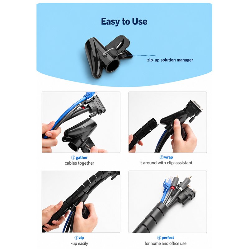 Organizador De Cables Ugreen 5 Metros Helicoidal De 25mm