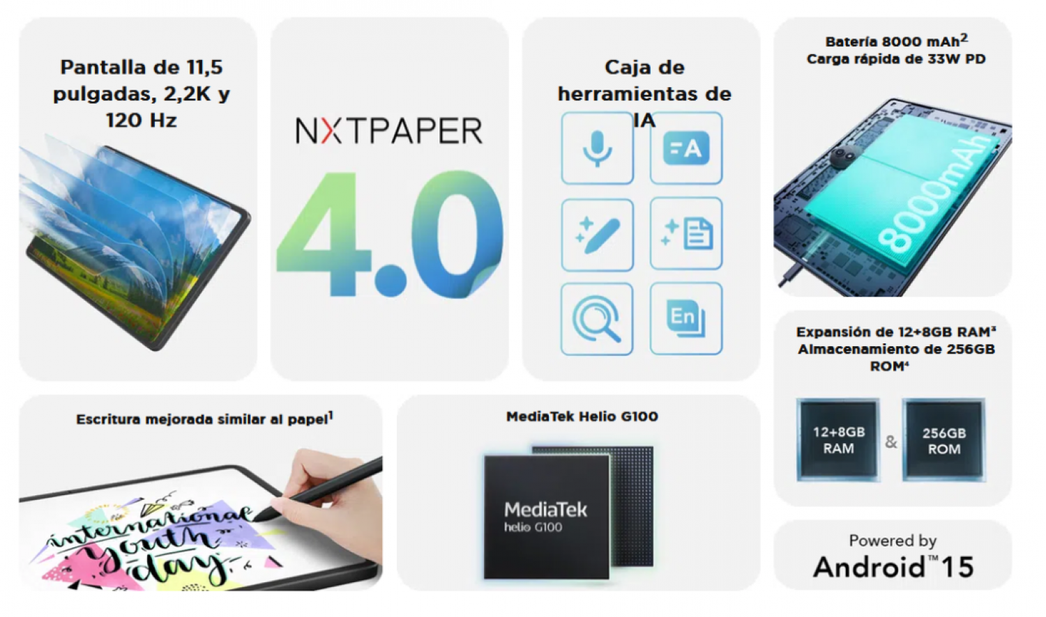 Tablet Tcl Nxtpaper 11 Plus Black + Flipcase + T Pen 120Hz 12+8Gb/256Gb - Imagen 4