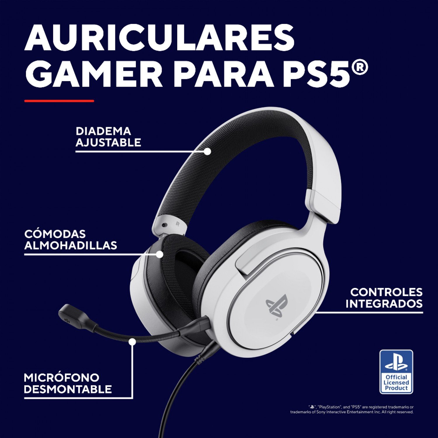 Auricular Gamer Gxtrust 498W Forta Para Ps5 Con Licencia Oficial Blanco - Imagen 6