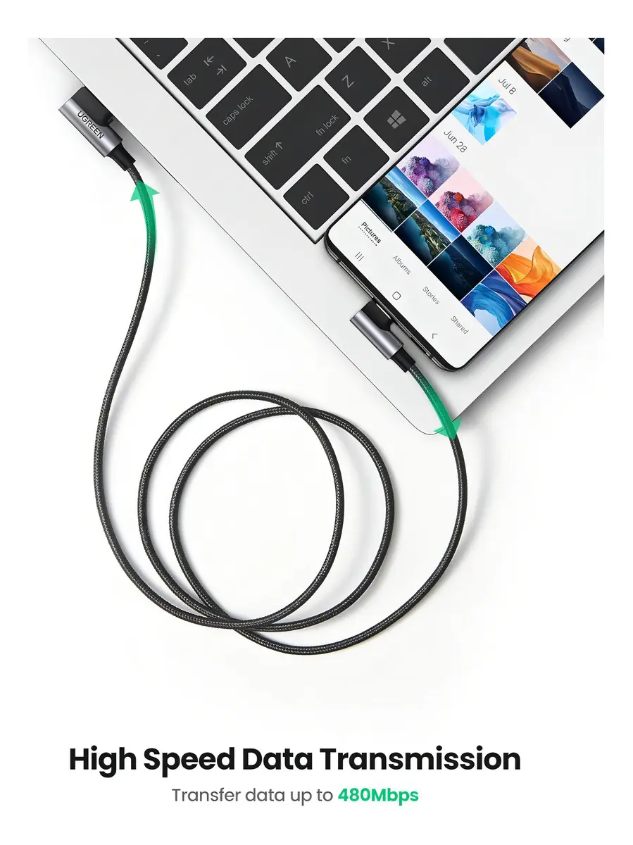 Cable Usb-C Ángulo 90° Ugreen Space Gray 1m - Imagen 3