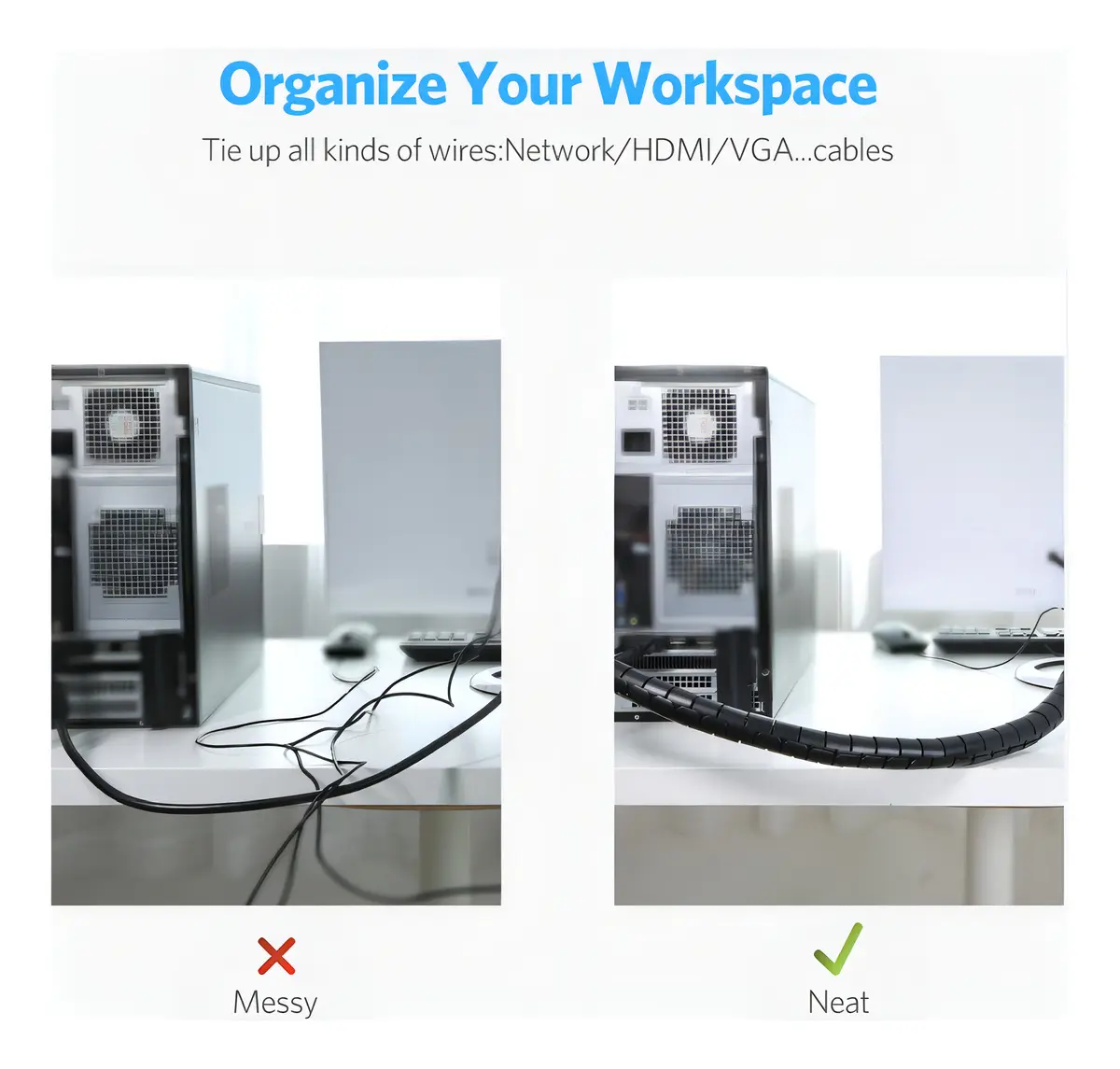 Organizador De Cables Helicoidal Ugreen 25mm 1.5m - Imagen 3