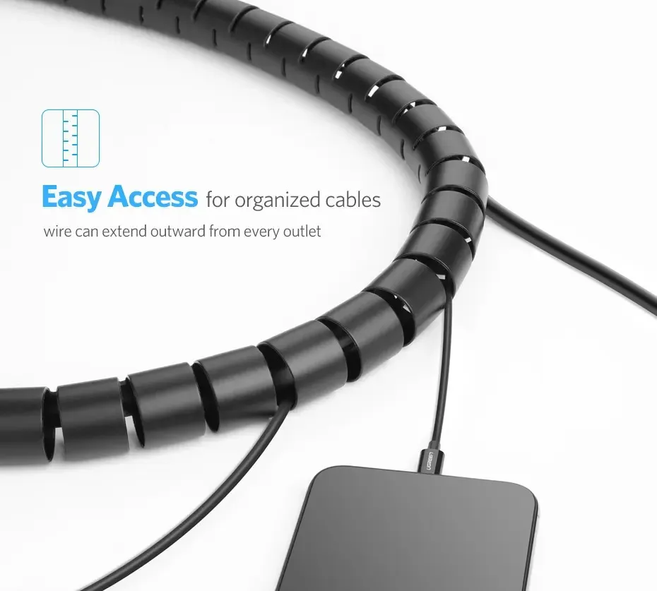 Organizador De Cables Helicoidal Ugreen 25mm 1.5m - Imagen 5