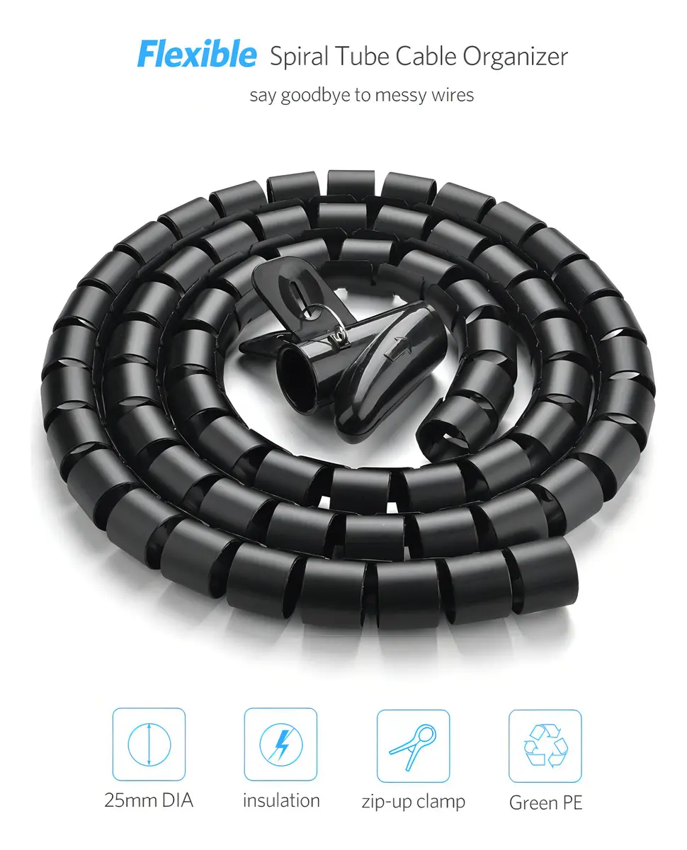 Organizador De Cables Helicoidal Ugreen 25mm 1.5m - Imagen 2