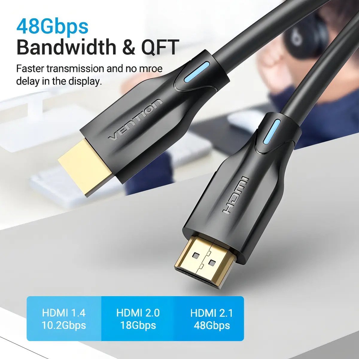 Cable HDMI 2.1 Vention AANBH 8K 48Gbps 2 Metros - Imagen 2