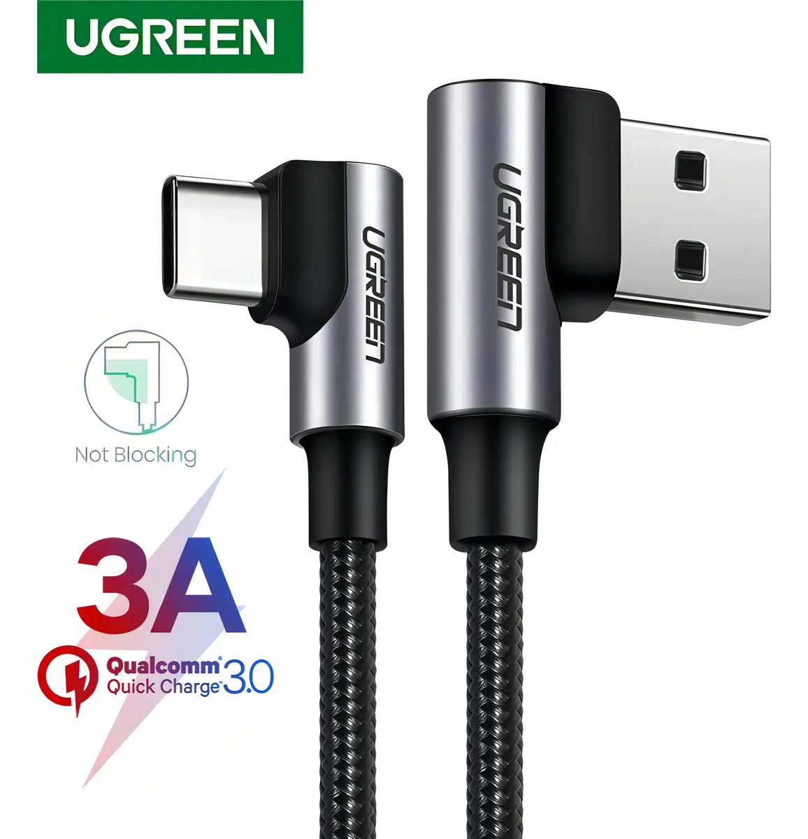 Cable Usb-C Ángulo 90° Ugreen Space Gray 1m - Imagen 2