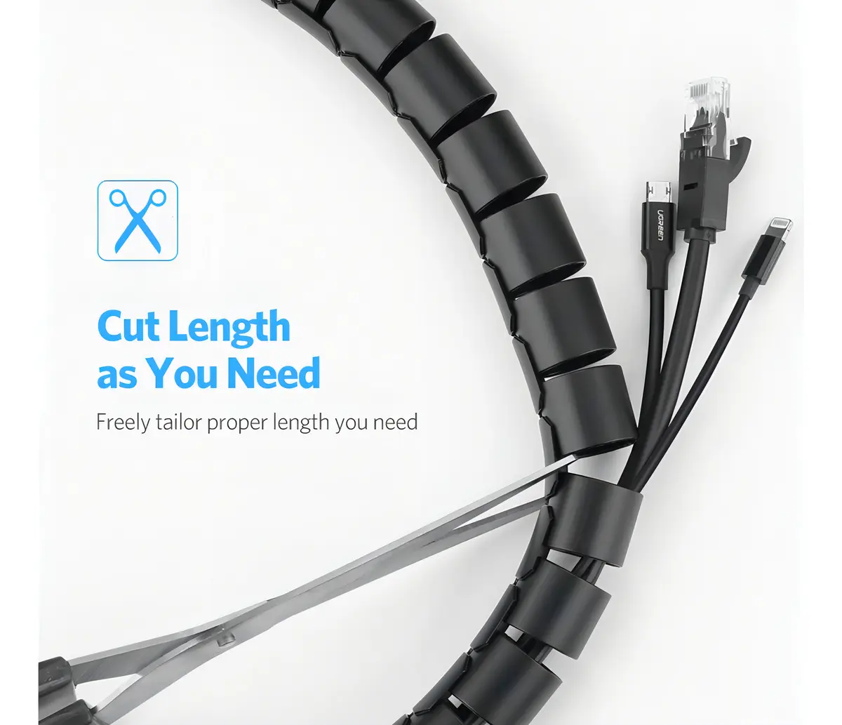 Organizador De Cables Helicoidal Ugreen 25mm 1.5m - Imagen 6