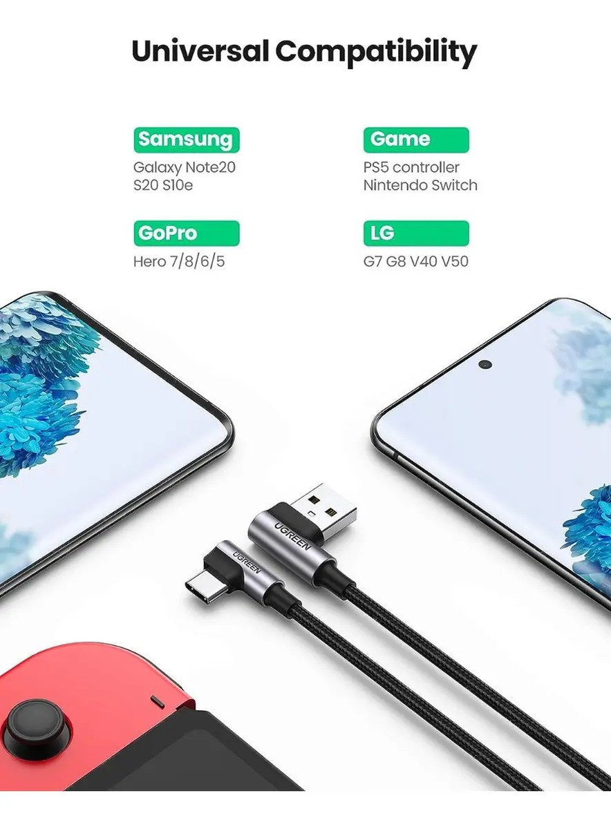 Cable Usb-C Ángulo 90° Ugreen Space Gray 1m - Imagen 6