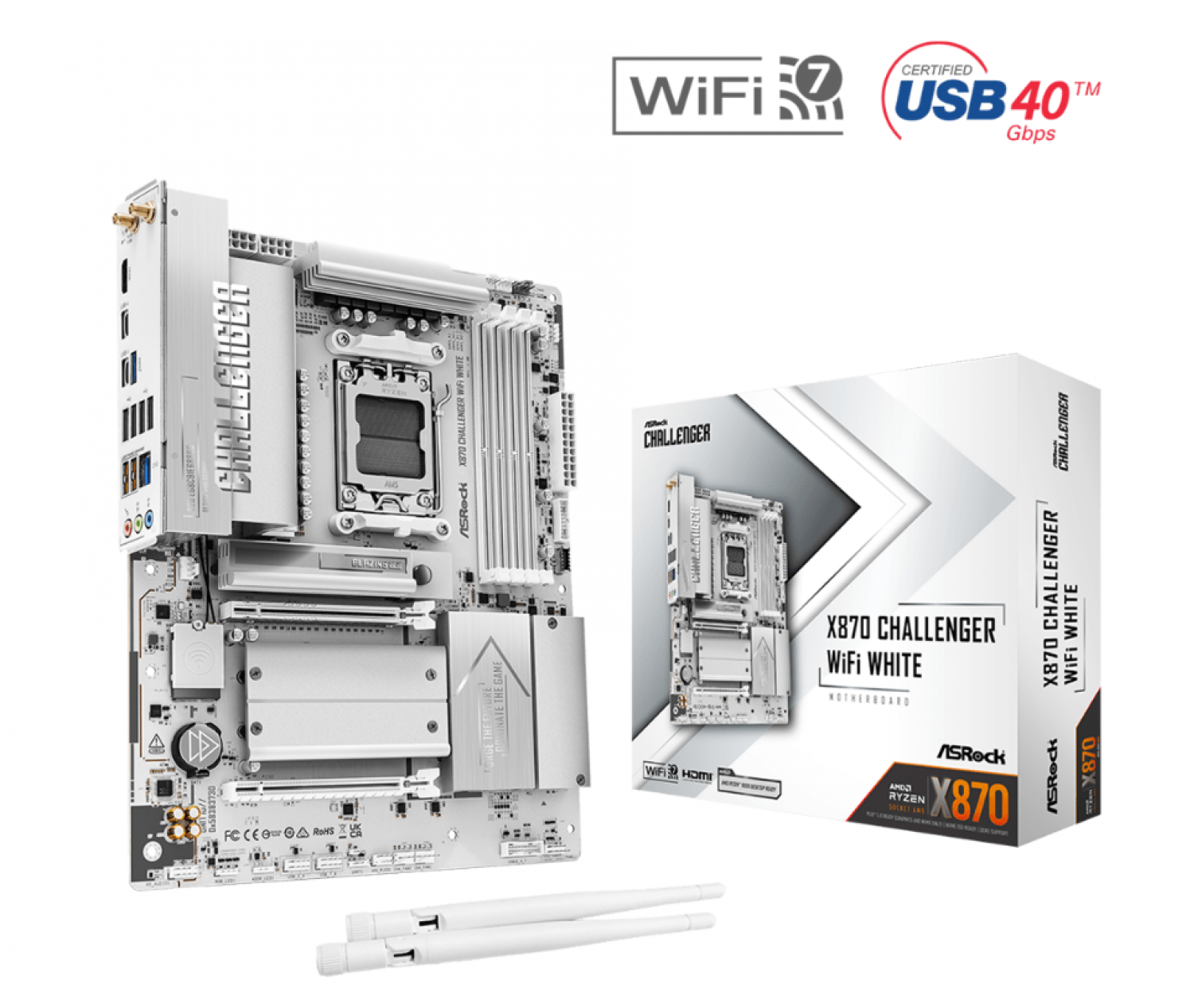 Mother Asrock (Am5) X870 Challenger Wifi White - Imagen 2